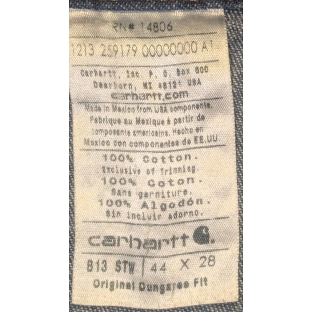 Carhartt B13 STW Vintage 2001 Carpenter Pants 44x28 Denim Workwear     3